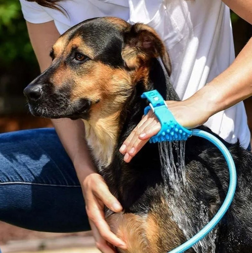 Manguera Ducha Capillo Masajeador Para Mascotas Perro Y Gato Color Azul