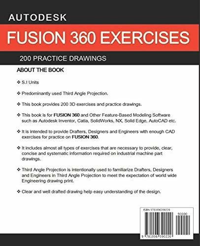 Autodesk Fusion 360 Exercises 200 Practice Drawings For Fus, De Jha, Sachidanand., Vol. 1. Editorial Independently Published, Tapa Blanda En Inglés, 2019