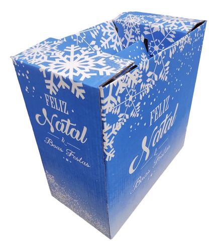 Cesta De Natal Boas Festas Azul G C 36 X L 20 X A 35 An