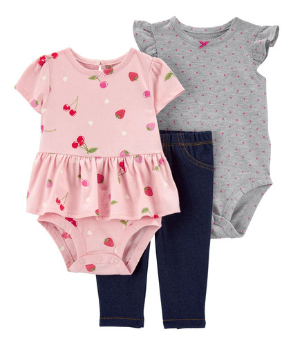 Conjunto Carters Bebe Niña Bodysuit Pant 3pz Set Original
