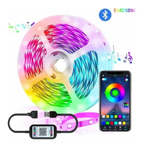 Tira Led 5050 Rgb Bluetooth Usb App 2 Metros