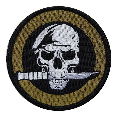 Parche Bordado Cráneo Militar Con Cuchillo,  Military Patch