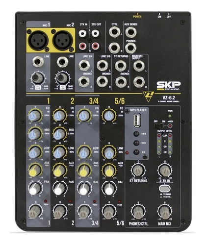 Consola De Sonido Skp Vz-6.2 6 Canales Usb Mixer Phantom 