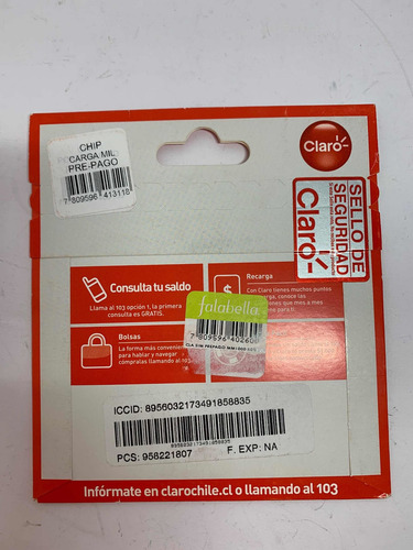 Oferta Lote 10 Chip Prepago Claro Sim Card Carga Inicial