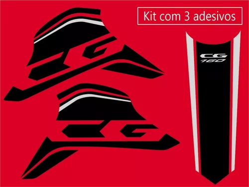 Adesivo Cg Start 160 Tanque Lat +gravata Cinza Moto Vermelha
