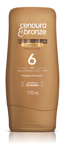 Loção Bronzeadora Fps 6 Cenoura E Bronza Efeito Dourado