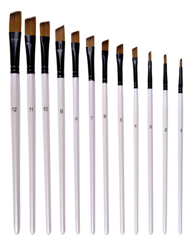 Set De 12 Pinceles Angulares Para Pintura, Cerdas De Nylon ,