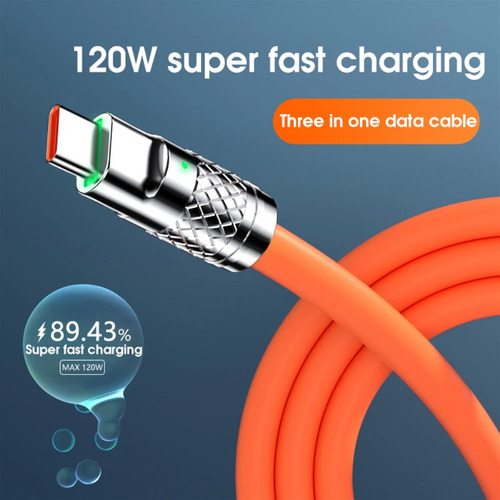 Cable Usb C Carga Rapida Micro Usb Triple Androide Luz Led