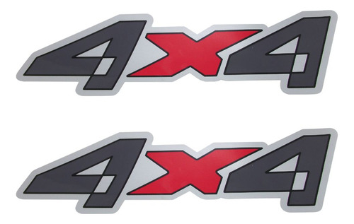 Par Emblemas Adesivos 4x4 Ranger Até 2006 Cinza X Vermelho