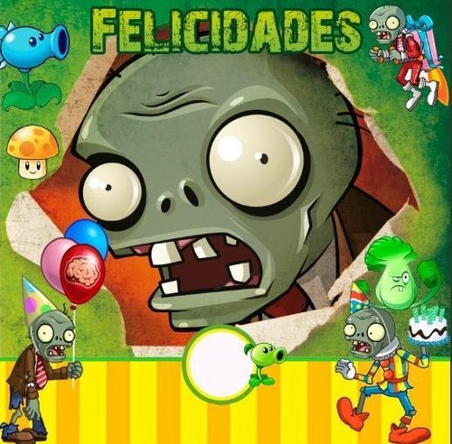 Lona De Cumpleaños Plantas Vs Zombies