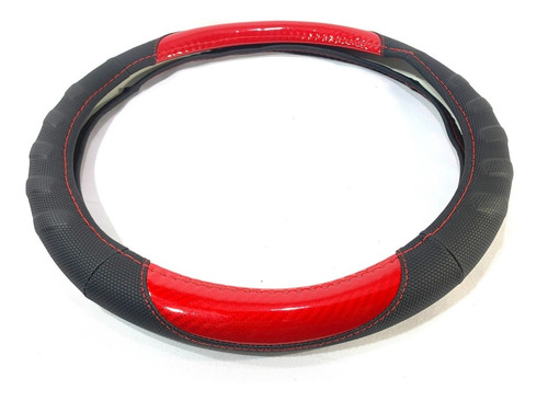 Cubre Volante Pvc Negro + Carbono Rojo 38cm Calidad Cv502