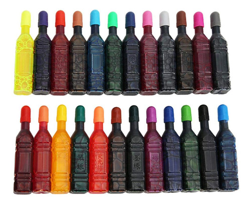 24 Color Liquido Acuarela Tinta Set 0.3 fl Oz Botella