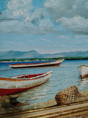 Ruben A Serrano Cuadro Al Óleo Marina Mide 59x69 Cm (Usado)