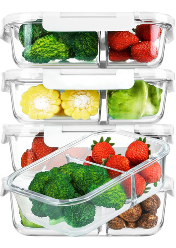 [5-pack,36 Oz]glass Meal Prep Containers 2 Compartments P Ab