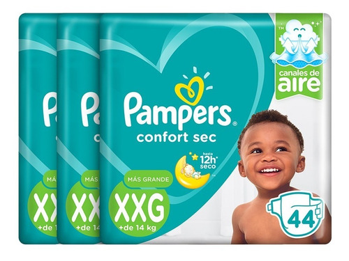 Pampers Confort Sec Talla Xxg 44 Unidades Packx3