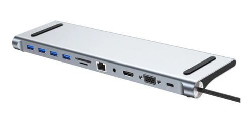 Hub Delta Byl-2003 11 En 1 Usb-c +4xusb +sd +tf + Lan +audio