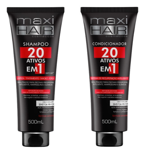 Kit 20 Ativos Em 1 Maxihair Shampoo+cond 500ml