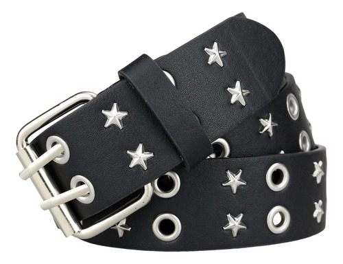 Cinto Punk Rock Unissex Com Ilhó Duplo, Alfinete Casual Ajus
