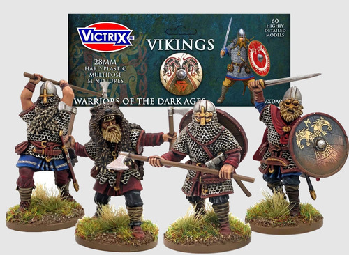 Caixa 60 Miniaturas Vikings Victrix Dark Ages Wargame