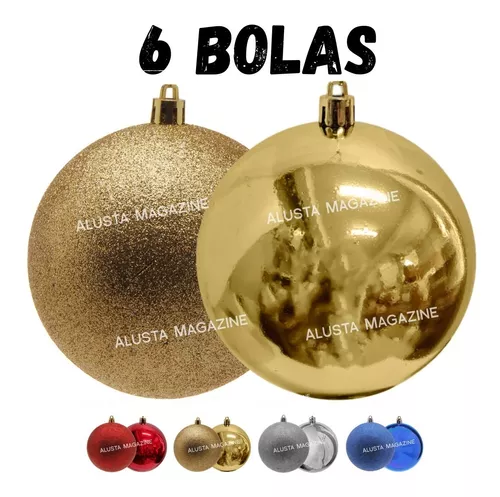 Kit 6 Bolas De Natal 10cm Grande Vermelho E Dourado Enfeites