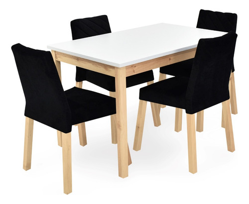  Set Comedor Teba Madera Con 4 Sillas Cataluña Tela