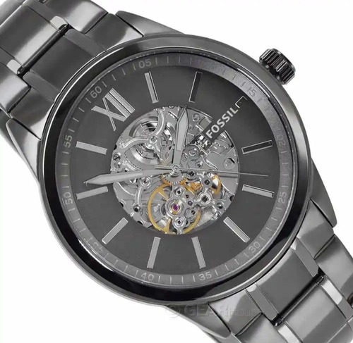 Reloj Hombre Fossil Bq2384 Flynn Automatico De Acero Inox.