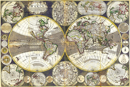 Cuadro Nuevo Y Correcto Mapa Del Mundo George Willdey 1702