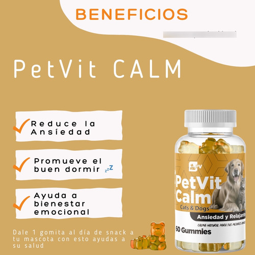 Petvit Calm Calma Natural Para Perros Y Gatos Reduce Estrés