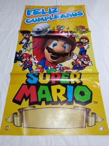 Lona Impresa 1mx50cm Decoracion Fiesta Cumpleaños Mario Bros