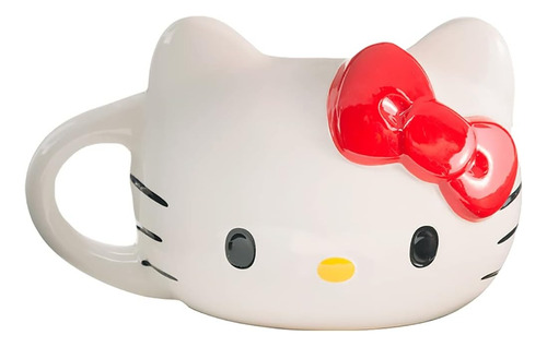 Hello Kitty Sanrio Taza Cerámica 473 Ml Bioworld Color Beige Sculpted Kitty