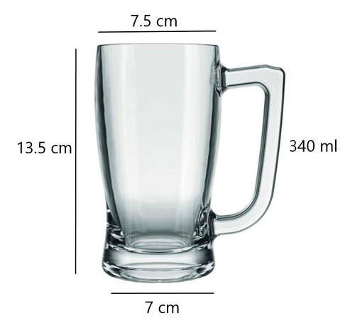 Imagen 3 de 4 de Jarra Vidrio De Cerveza 340 Ml. Línea Taberna Kit 6