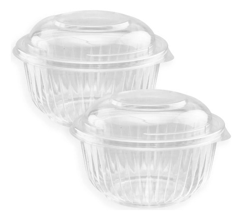Ensaladera De Plastico Desechable 64 Onza Con Tapa 252 Pzs Transparente