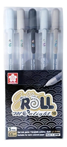 Set 5 Lapices Gel Grises Sakura Gelly Roll Moonlight