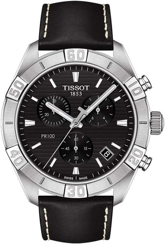Reloj Tissot T101.617.16.051.00 Pr 100 para hombre, bisel negro, color plateado
