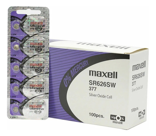 Pila Batería Maxell 377 (sr626sw) 1.55v Original Pack X 5