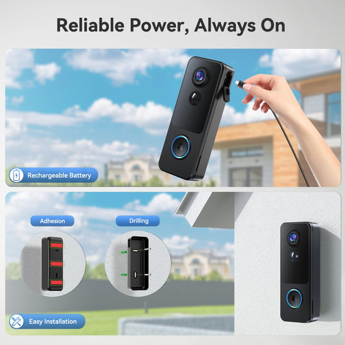 Cámara De Timbre Inalámbrica Mubview 2k 3mp 180° Con Timbre