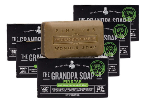 Jabón De Barra De Alquitrán De Pino Grandpa's Soap, 3.25 Brh