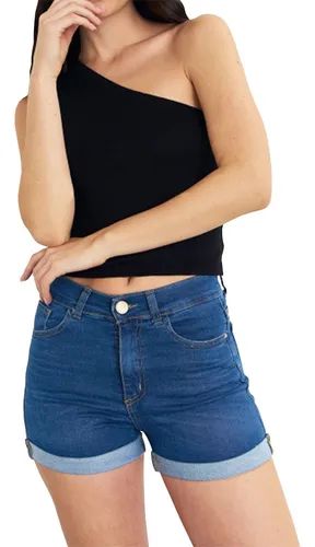 Roll up shop denim shorts