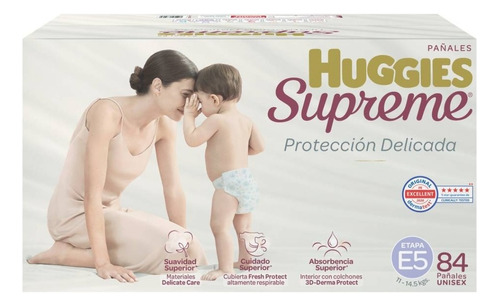 Pañales Etapa 5 Huggies Supreme Platino Unisex 84 Piezas