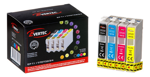 Cartucho Alternativo T117n/t732c/t733m/t734y Evertec Pack X4