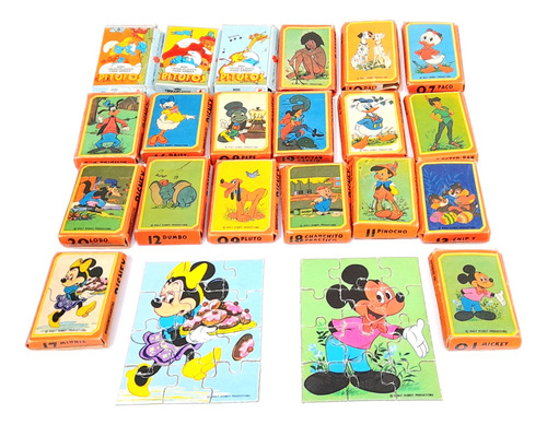 Lote 20 Antiguos Mini Rompecabezas Disney Colección Original