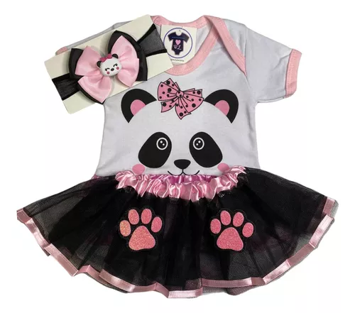 Body Roupa de Bebê Divertido Desenho Panda Aniversário