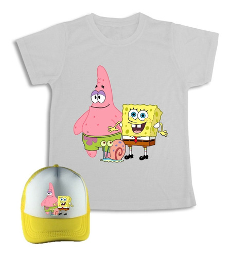 Bob Esponja Camiseta + Gorra  Combo Para Niños