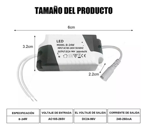 Balastro Transformador Driver Para Lampara Led 8-24w 10 Pcs