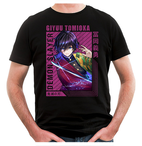 Remera Demon Slayer Giyuu Tomioka 06 (negra:) Ideas Mvd