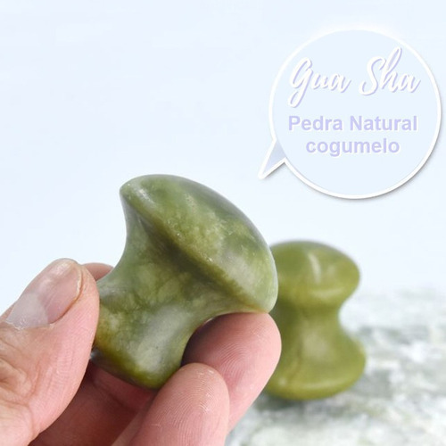 Placa Gua Sha Cogumelo Pedra Natural Jade Massagem Chinesa