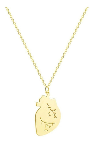 Collar Corazón Humano Joya Unisex Plata Enchapada Oro 18k