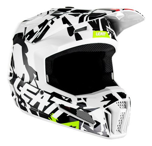 Capacete Infantil Motocross Leatt 3.5 Branco Preto Vermelho