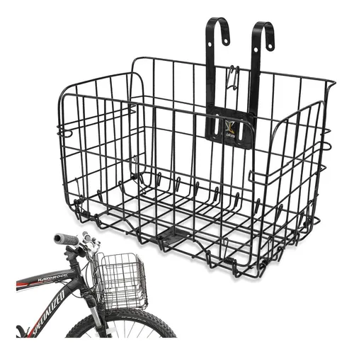 Cesta delantera para bicicleta con tapa, cesta de almacenamiento trasera  para bicicleta, manillar, cesta de bicicleta, canasta de alambre de metal