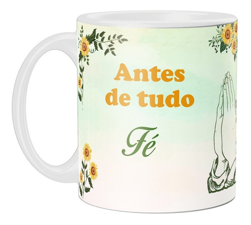 Caneca Personalizada Fé E Gratidão - Cerâmica 325 Ml  Gospel